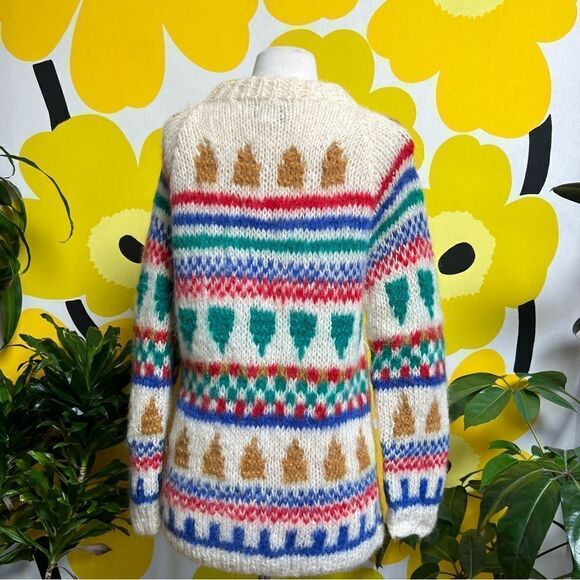 Insanely Cool Rainbow Vintage Italian Wool Knit Cardigan Sweater - Picture 5 of 13